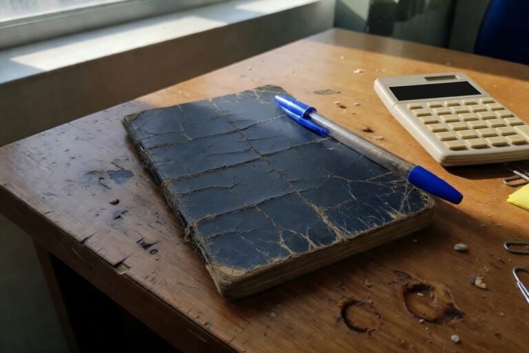Carteira de trabalho, caneta e calculadora sobre mesa de escritorio: verbas rescisorias na demissao sem justa causa